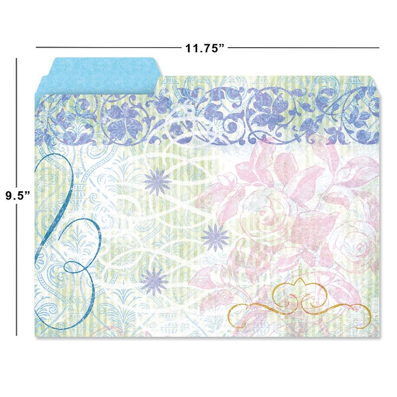 Current Floral Fun File Folders Value Pack - Bulk Set of 24, 6 Pretty Decorative Designs, 1/3 Cut Tabs, Heavy-Duty Paper Stock, Office Supplies for Home & Work, 9-Â½â€ x 11-Â¾â€ Letter Size - Image 2